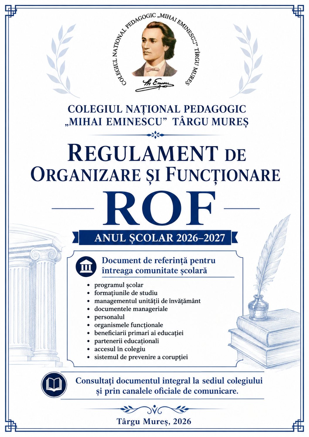 <p>Cadrul general de organizare și funcționare în anul școlar 2026-2027</p>